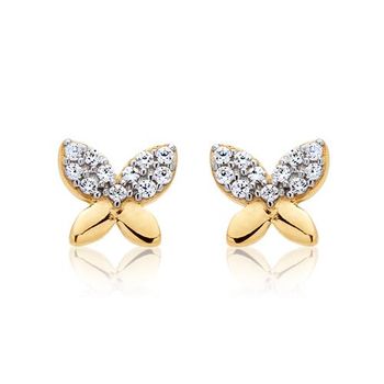 8 quilates pendientes de oro amarillo con circonita
