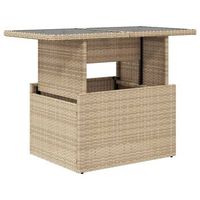 mesa de jardinrmesa para exterioresrmesa de patio superficie de vidrio ratan pe beige 100x55x73 cm
