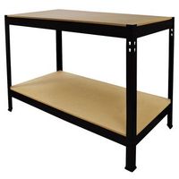 mesa de trabajo profesional q-rax de acero sin tornillos negra 120cm de ancho