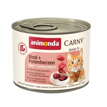 animonda Carny Senior 24 x 200 g - Pack Ahorro - Vacuno y corazones de pavo
