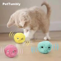 juguetes inteligentes para gatos pelota interactiva de felpa juguete de entrenamiento electrico con hierba gatera sonido tactil producto para mascotas pelota de juguete con chirrido suministro