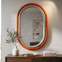 espejo de pared de terciopelo naranja cm 60x4x90
