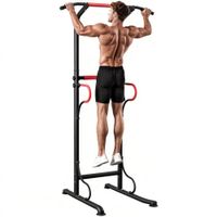 homcom barra de dominadas altura regulable estacion de fondos resistente para gimnasio en casa entrenamiento de fuerza negro