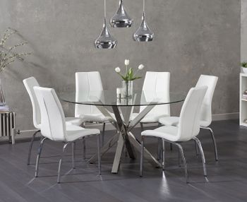 Rio Round Glass Dining Table with Cavello Chairs