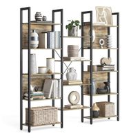 libreria estanteria de almacenamiento con estantes marco de metal roble con veta azul  negro  158a cm