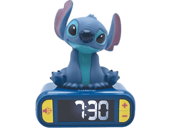 Despertador - Lexibook Stitch, Pantalla LCD Retroiluminada, 6 Tonos, Azul