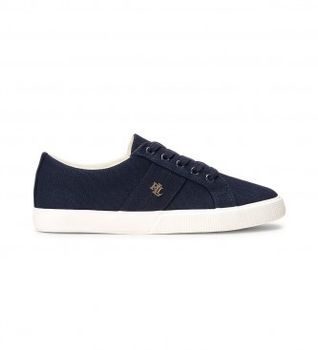 Lauren Ralph Lauren para mujer. 802804598002 Deportivas de loneta Janson II marino (41), Tela, Plano, Cordones, Casual
