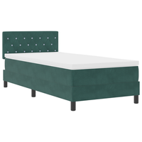 cama individual  cama box spring con colchon verde oscuro 90x200 cm terciopelo cfw39038