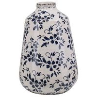florero blanco y azul gres aspecto envejecido diseno maceta de interior 25 cm impermeable maroneia