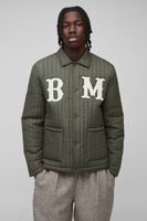 chaqueta harrington regular acolchada con apliques verde