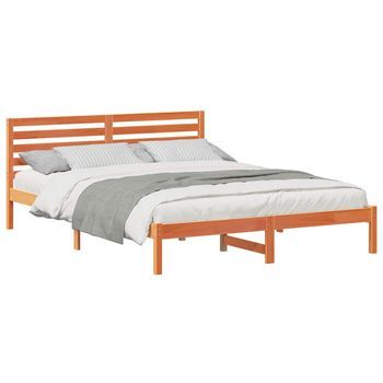 Estructura De Cama Con Cabecera Marrón Cera 160 X 220 Cm Vidaxl