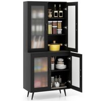 costway armario despensa de cocina con 4 puertas estante ajustable con patas metalicas para comedor 80 x 40 x 1785 cm negro
