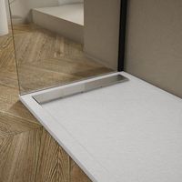 plato de ducha pizarra ribera blanco  80x170cm rejilla acero inox