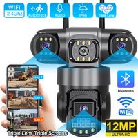 camara ip wifi v380 pro para exteriores 12mp 6k triple lente triple pantalla monitor de video de seguridad vision nocturna impermeable camaras cctv