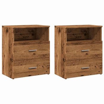 Mesitas De Noche 2 Uds Madera Ingeniería Envejecida 50x32x60 Cm Vidaxl