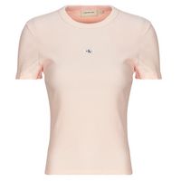 calvin klein jeans camiseta woven label rib fitted tee para mujer