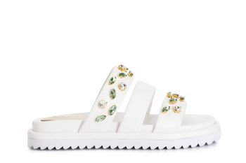 pantuflas tres bandas con strass white 36