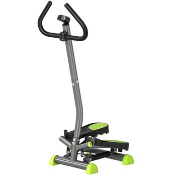 HOMCOM Máquina de Steps Mini Stepper para Fitness en Casa con Pantalla LCD y Pedales Antideslizantes 55x44x108cm Gris y Verde