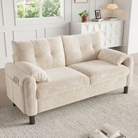 sofa moderno de 2 plazas con cojines gruesos - 158 x 80 x 885 cm - tejido chenilla - beige