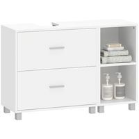 mueble bajo lavabo de mdf y melamina con 2 cajones homcom 80 x 30 x 60 cm r blanco