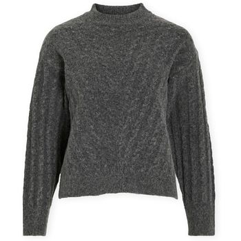 Vila Jersey Relli Highneck Knit - Dark Grey Melange para mujer