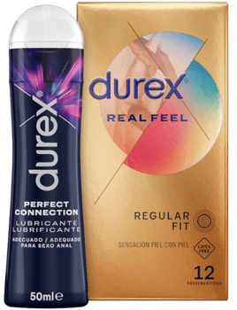 Durex Real Feel Preservativos 12 uds + Perfect Connection Lubricante 50 ml