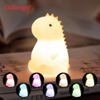 lampara nocturna de silicona con forma de dinosaurio ggbingo rgb recargable por usb con control tactil y luz suave para decoracion de dormitorio regalo