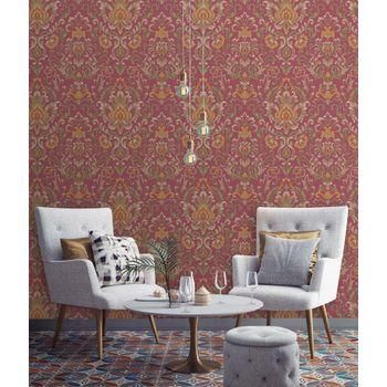 Papel Pintado Vinílico Damasco Lujoso Efecto Textura De Tela Tejida En Relieve - Darinka 676408 De Gaulan - Rollo De 10 M X 1,06 M