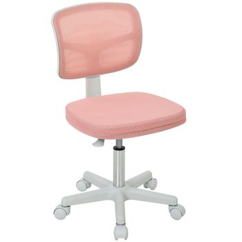 Vinsetto Silla de Oficina Ergonómica Sin Reposabrazos, Sillón de Oficina Giratorio, Respaldo Curvado de Malla y Ruedas, Rosa