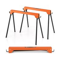 costway juego de 2 caballetes plegables con brazos de soporte desmontables carga 600kg herramientas electricas compactas 92 x 48 x 74 cm naranja
