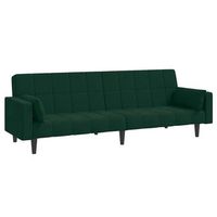 sofa cama de 2 plazas con dos almohadas terciopelo verde oscuro vidaxl
