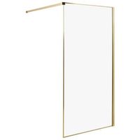 mampara de ducha bano de vidrio templado sin puerta dorado 100 x 190 cm waspam