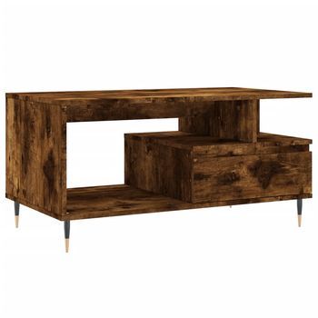 Mesa De Café - Mesa De Centro Madera Contrachapada Roble Ahumado 90x49x45 Cm