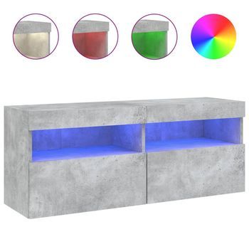 Mueble De Tv De Pared Con Luces Led Gris Hormigón 100x30x40 Cm Vidaxl