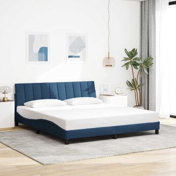 Cama Matrimonial | Cama Para Adultos | Cama Sin Colchón Tela Azul 180x200 Cm Cfw178734