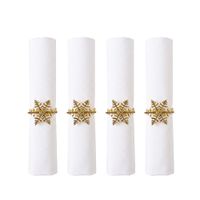anillos de servilleta copo de nieve dorado - set de 4