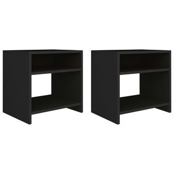Mesitas De Noche 2 Uds Madera Contrachapada Negro 40x30x40 Cm Vidaxl