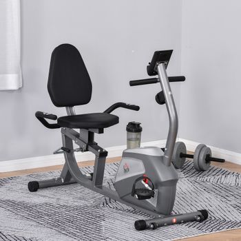 Bicicleta Estática Homcom Acero, Abs, 121,5-136x62,5x98 Cm, Gris