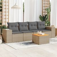 conjunto de sofas jardin con cojines 5 uds  mueble jardin mesa y sillas ratan sintetico beige cfw643605