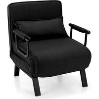 sofa cama convertible silla de dormir individual tri-fold costway 184 x 61 x 27 cm negro