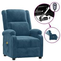 sillon de masaje electrico terciopelo azul vidaxl