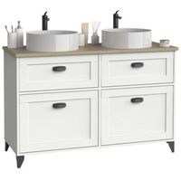mueble de bano doble toscana 2 cajones y 2 puertas blanco y roble cambrian sin lavabo