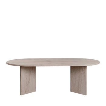 Mesa de centro ovalada efecto travertino 119x60 cm - beige