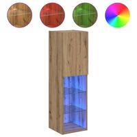 muebles tv  mueble de salon  gabinete de tv con luces led 2 uds roble artesanal 305x30x102 cm