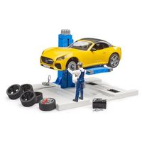 set taller mecanico con descapotable 62112 bruder