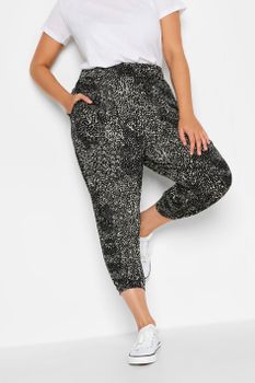 Yours Joggers Capri Negros Estampado Animal, Mujer Curvy Y Tallas Grandes, Yours
