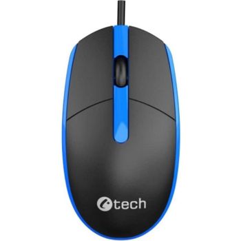 Ratón C-Tech WM-10B cable USB 1200 DPI azul y negro con scroll