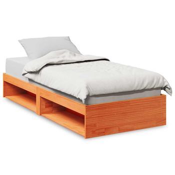 Cama Individual | Cama Para Adultos | Diván Sin Colchón Marrón Cera 75x190 Cm Madera Maciza De Pino