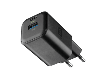 Cargador de pared - CellularLine Multipower 2 GaN+, 65 W, Carga rápida, USB C, A, Universal, Negro