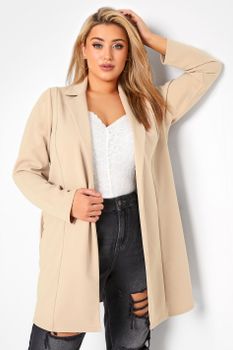 Blazer Largo Beige, Mujer Curvy Y Tallas Grandes, Yours